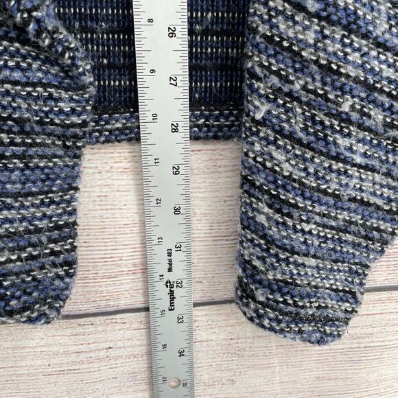 Lucky Brand Wool Blend Open Front Cardigan Sweater Women's‎ Medium Blue Striped - Picture 7 of 7